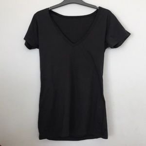 charcoal gray/black vneck slim tee